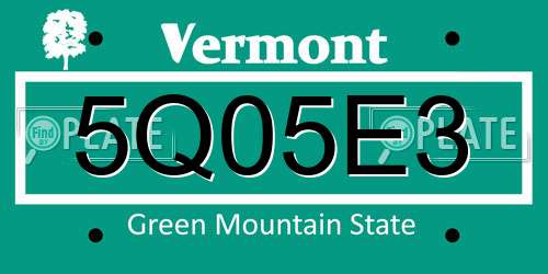 5Q05E3 Vermont License Plate