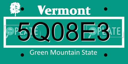 5Q08E3 Vermont License Plate