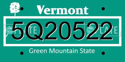 5Q20522 Vermont License Plate
