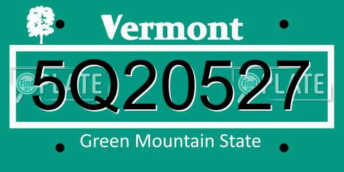 5Q20527 Vermont License Plate