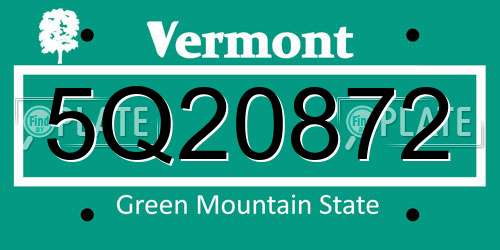 5Q20872 Vermont License Plate