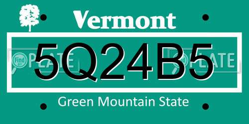5Q24B5 Vermont License Plate