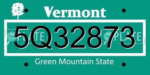5Q32873 Vermont License Plate