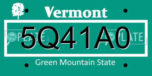 5Q41A0 Vermont License Plate