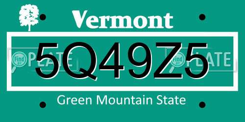 5Q49Z5 Vermont License Plate