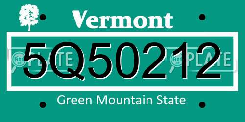 5Q50212 Vermont License Plate