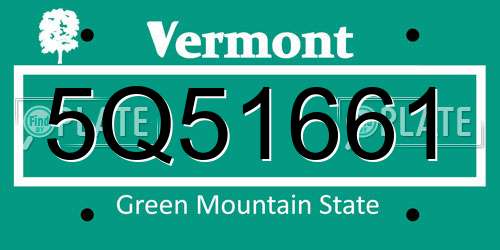 5Q51661 Vermont License Plate