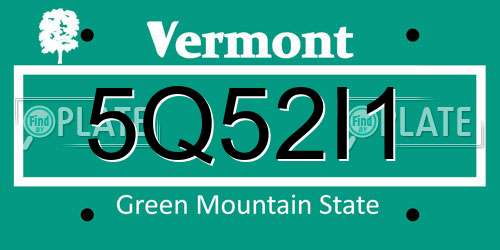 5Q52I1 Vermont License Plate