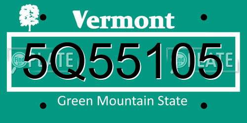 5Q55105 Vermont License Plate
