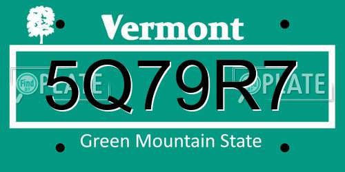 5Q79R7 Vermont License Plate