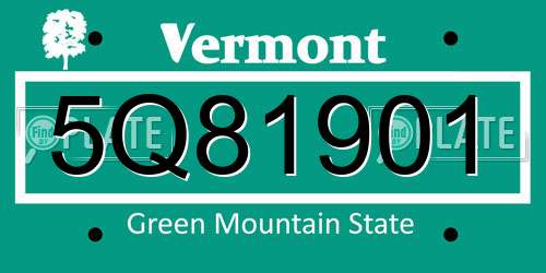 5Q81901 Vermont License Plate