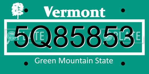 5Q85853 Vermont License Plate
