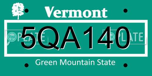 5QA140 Vermont License Plate