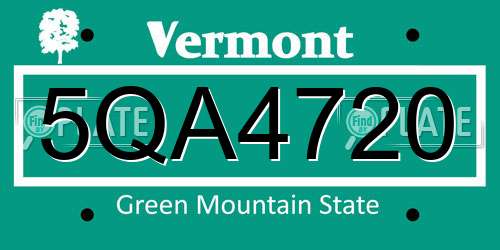5QA4720 Vermont License Plate
