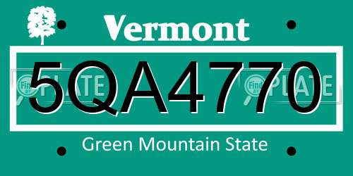 5QA4770 Vermont License Plate
