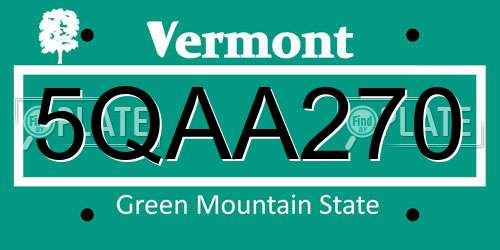 5QAA270 Vermont License Plate