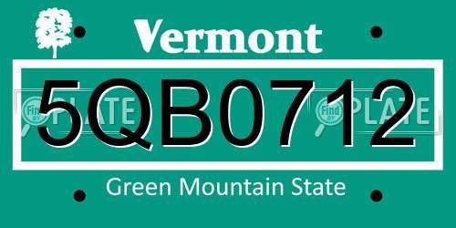 5QB0712 Vermont License Plate