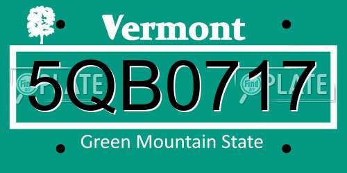 5QB0717 Vermont License Plate