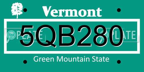 5QB280 Vermont License Plate