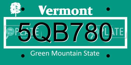 5QB780 Vermont License Plate