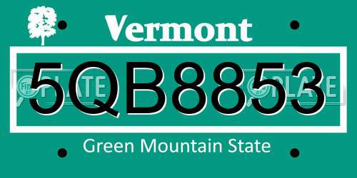5QB8853 Vermont License Plate