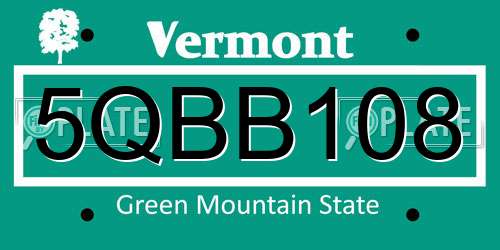 5QBB108 Vermont License Plate