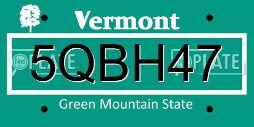 5QBH47 Vermont License Plate