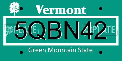 5QBN42 Vermont License Plate