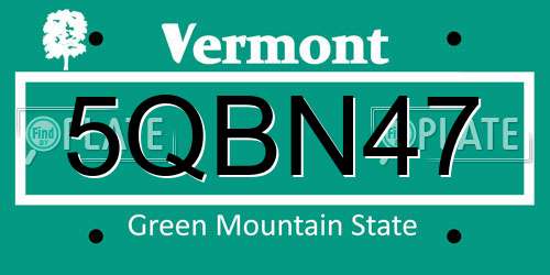 5QBN47 Vermont License Plate