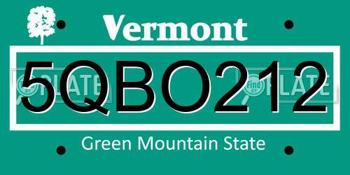 5QBO212 Vermont License Plate