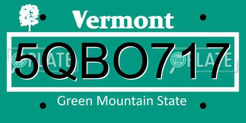 5QBO717 Vermont License Plate