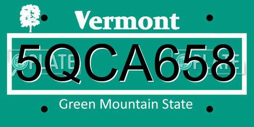 5QCA658 Vermont License Plate