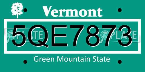 5QE7873 Vermont License Plate
