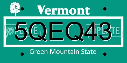 5QEQ43 Vermont License Plate