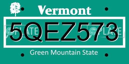5QEZ573 Vermont License Plate