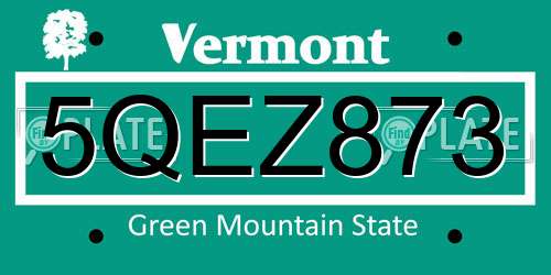 5QEZ873 Vermont License Plate