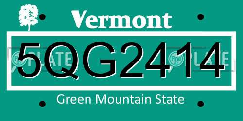 5QG2414 Vermont License Plate