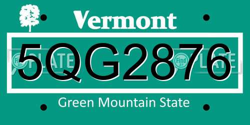 5QG2876 Vermont License Plate