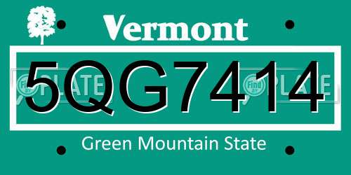 5QG7414 Vermont License Plate