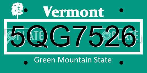 5QG7526 Vermont License Plate