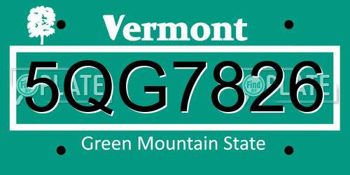 5QG7826 Vermont License Plate