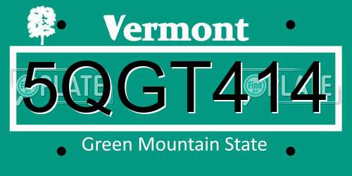 5QGT414 Vermont License Plate