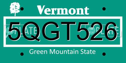 5QGT526 Vermont License Plate
