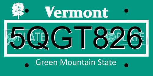 5QGT826 Vermont License Plate