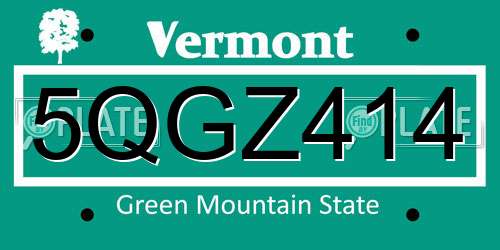 5QGZ414 Vermont License Plate