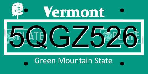 5QGZ526 Vermont License Plate