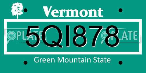 5QI878 Vermont License Plate