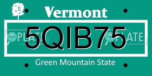 5QIB75 Vermont License Plate