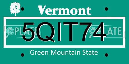 5QIT74 Vermont License Plate