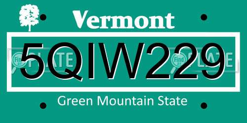 5QIW229 Vermont License Plate